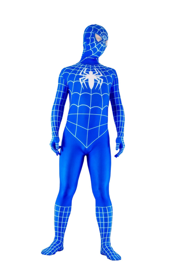 Halloween Costumes Stylish Royal Blue Spideman Zentai Suit - Click Image to Close